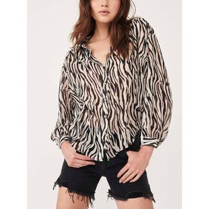 Free People Ciara Printed Buttondown / Zebra Combo